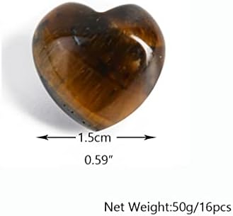 NUZUJX Опаковка от 16 камъни във формата на сърце, 0,59 инча, Разход на Лечебен Кристал, Естественото Сърце, Любов, Дялан Камък