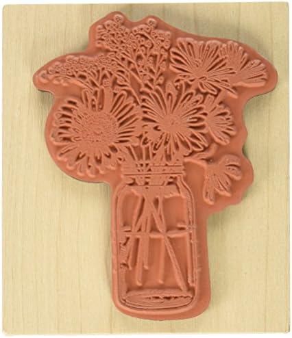 Гумен Печат Inkadinkado Floral Mason Jar за направата на картички и scrapbooking, 3,5 x 4