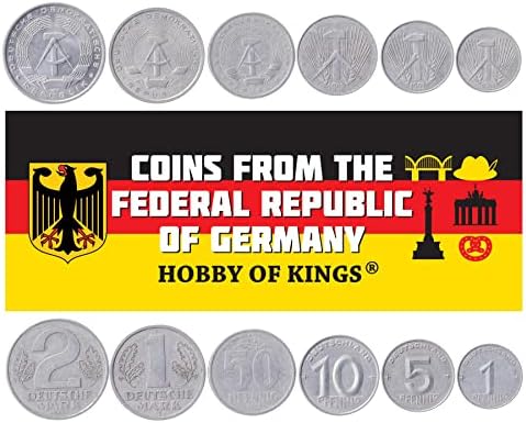 3 Монети от Германската Демократична Република | Колекция Восточногерманских монети 1 5 10 Пфеннигов | В обращение 1952-1963 | Чук | Компас