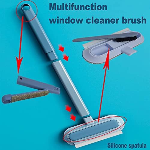Четка за миене на прозорци 4 в 1 с дръжка, Вълшебна четка за почистване на прозорци, Също така е подходящ за набиране на чистачите
