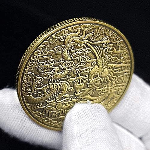 Дракон и Феникс Чэнсян Бронзова Възпоменателна Монета на Зодиака Дракон и Феникс Животно Златна Монета от Сто Тегла на Птиците