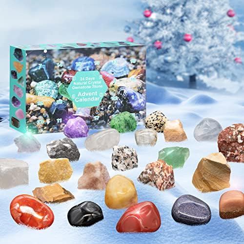 Коледен Адвент-Календар 2022, Изучаването на Геология 24 Дни Броене Календари, Подаръци с Скъпоценния Камък Естествен Камък