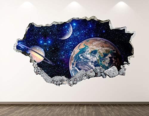 Западна Планина на Планетата Земя, за Стикер За Стена, Арт Декор на 3D Разбития Космически Стикер Плакат Детска Стая, Стенопис