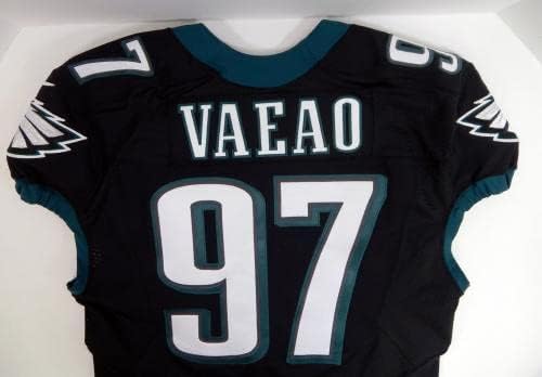 2015 Philadelphia Eagles Destiny Vaeao 97 Game Пусната Черна Риза 46 DP23012 - Използваните тениски за игри NFL Без подпис