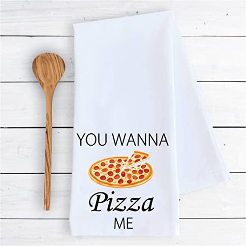 Кухненски кърпи за съдове You wanna pizza me забавно сладко вдъхновяваща кърпа за сушене на кухненско декор ... ПАМУК