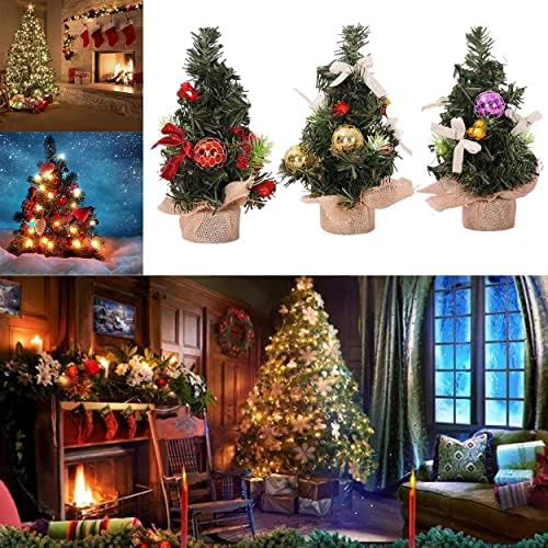 Настолен Мини Коледно Дърво Борова Коледно Дърво с Висящи Украшения на Изкуствена Елха най-Добрите Коледни Декорации DIY
