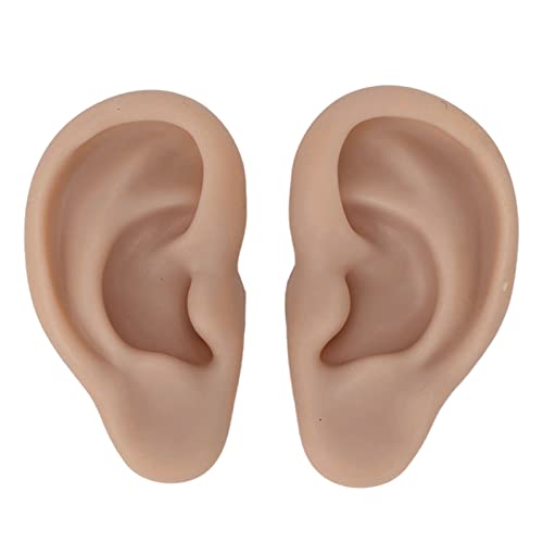 1 Чифт Силиконови Модели Уши, Мека Гъвкава Симулация модел на Ушите за Показване на Обеци, Упражнение за Пробиване на Уши (Тъмен