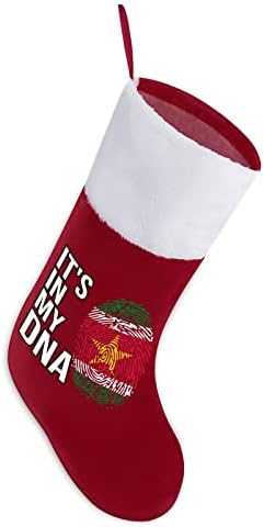 Това е в Моята ДНК Коледни Чорапи с Флага Суринама, Класически Висящи Украшения, Бял Маншет, Чанта за шоколадови Бонбони,