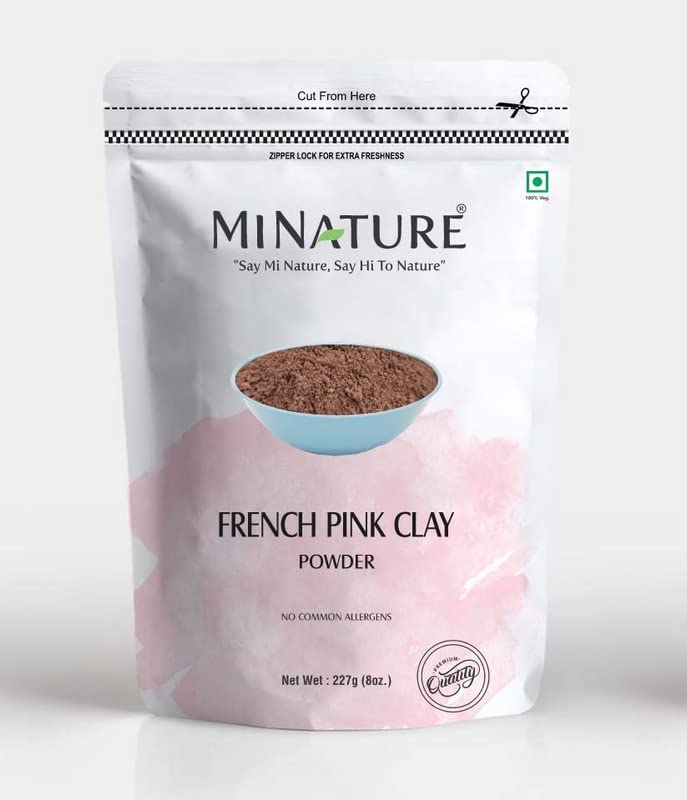 Прах от френската розова глина mi nature | 227 гр (8 унции) (½ кг) | Монтмориллонитовая Розова глина | Френска-Розова глина | Маска