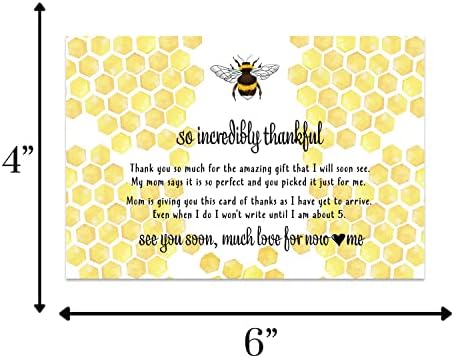 Благодарствени картички Bumblebee Baby Shower (опаковка от 25 парчета) с предварително напълнена бележка от момче или момиче