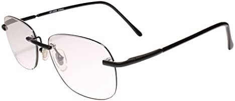 Модерни Черни Правоъгълни Очила за четене без Рамки 2,75 Инча Reader