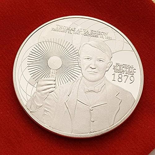 Американски Изобретател Едисон Сребърно Покритие Медал Колекция Ремесленная Монета Възпоменателна Монета Крушка Копие Физика За Събиране