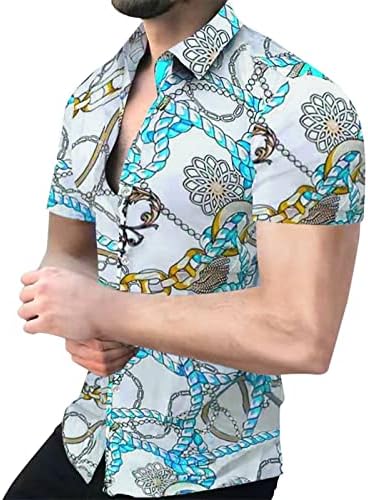 ZDFER 2022 Нови Мъжки Ризи, Летни Дизайнерски Ризи с Къс ръкав и Копчета, Хавайски Ризи С Геометричен Принтом, Блузи с Яка