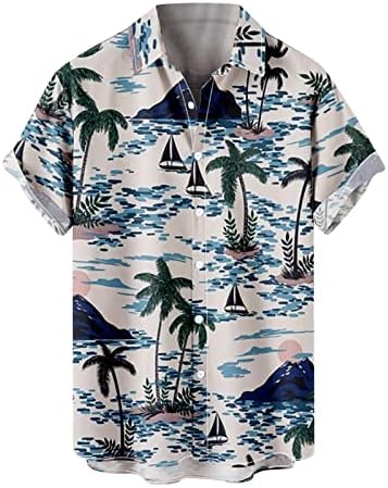 Мъжки Хавайска Риза с Цветен Модел, Ежедневни Риза с Копчета С Къс Ръкав Алоха, Плажни Ризи В Стил Фънк, Летни Върховете На Тропическа Ваканция