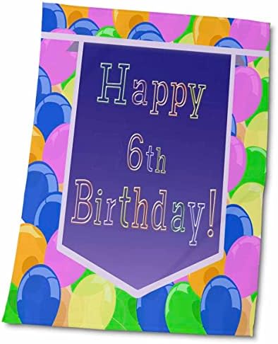 Балони 3dRose с Лилаво банер с 6-ти рожден ден - Кърпи (twl-174789-3)