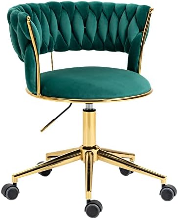 Бархатное Офис стол NIOIIKIT с облегалка изработени ръчно, се завърта на 360 ° и регулируеми по височина Работен стол, Стол за