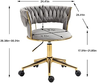 Бархатное Офис стол NIOIIKIT с облегалка изработени ръчно, се завърта на 360 ° и регулируеми по височина Работен стол, Стол