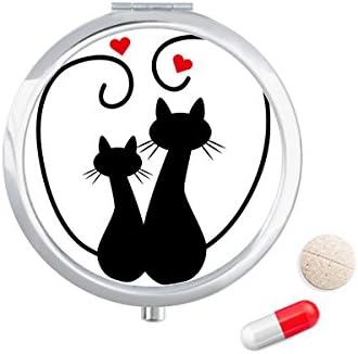 Любителите На Котки Sihouette Animal Valentine Калъф За Хапчета В Джоба Кутия За Съхранение На Лекарства Контейнер Опаковка