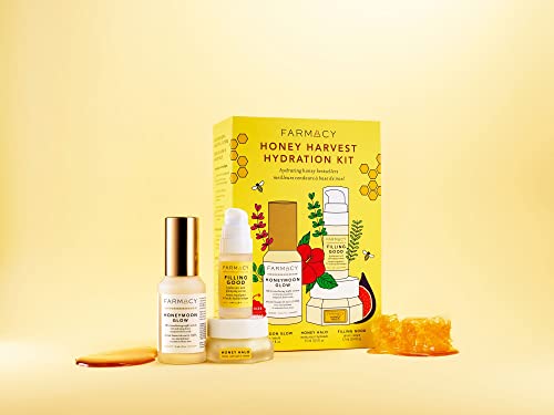 Подаръчен комплект Farmacy Honeymoon Glow AHA Хидратиращ Нощен серум - Honey Harvest Hydration Kit с Керамидным Хидратиращ крем за лице