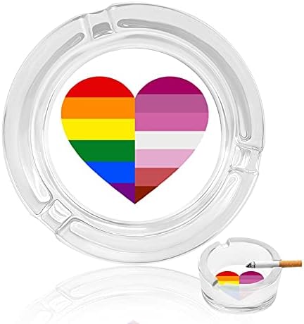 Флаг на Гордостта на ЛГБТ-Трансджендър Сърцето Кристален Пепелник За Цигари И Пури Притежателя Стъклен Пепелник Кръгъл Калъф За Вътрешен