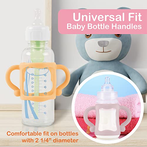 (3 опаковки) Дръжки за тесни бебешки бутилки Dr Brown с удобни дръжки за самостоятелно задържане на бутилка - Мек силикон без Бисфенол