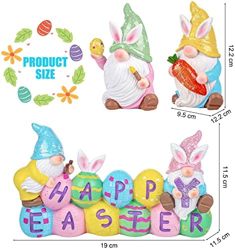 Fovths 3 Опаковки на Венечните Великденски украси във вид на Елф-Заек, Расписанных Ръчно Великденски яйца, Настолен декор във формата