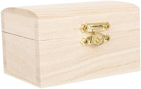 Juntos 12 Опаковки Незаконченная Дървена Кутия с 10 бр. Четки, Дървена кутия с панти капак от естествена Борова Дървени Кутии