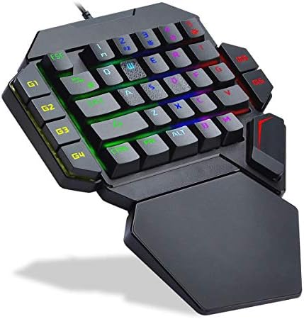 Ръчна Детска клавиатура Songway за една ръка, 35 клавиши, драйвер не е необходим, Детска клавиатура с подсветка K50 RGB с поставка