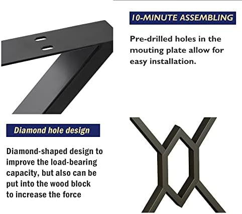 Метални Крака на масата FJANKUI 28 Инча X-Образен Комплект от 2 Черни Крачета за Модерна Индустриална мебели за мебели със