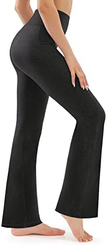 Дамски панталони за йога AFITNE Пълна дължина/Капри с изрези за йога с джобове, Разкроена Спортни Панталони с висока талия,