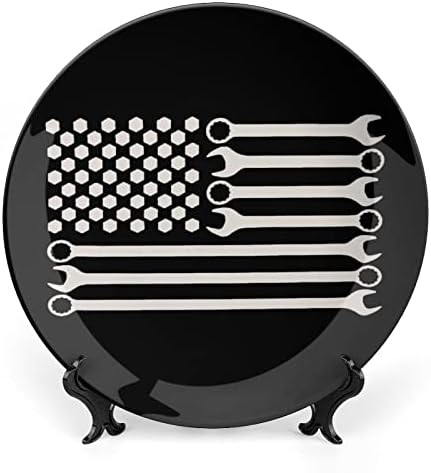 Ретро Механик Флаг на САЩ по поръчка на Снимки Декоративна Чиния от Костен Порцелан Индивидуалност Керамика С Чиния Професия
