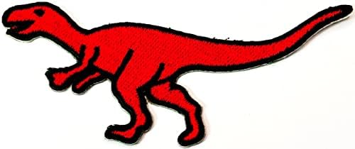 Kleenplus Червен Динозавър T-Rex Бродирана Нашивка Иконата на Желязо В Пришитую Емблема за Якета, Дънки, Панталони, Раници Дрехи