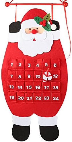 D-FantiX Дядо Коледа Адвент Календар 2022, 3D Войлочный Окачен Адвент Календар за многократна употреба Обратно Броене до Коледа Календар