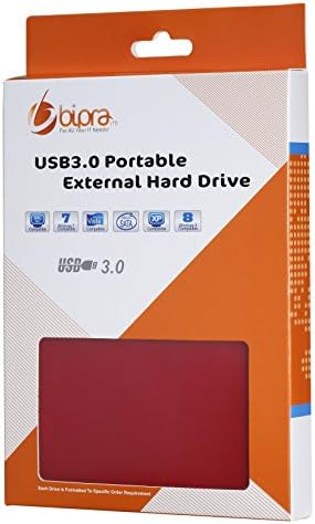 Преносим външен твърд диск BIPRA U3 2.5 инча, USB 3.0 FAT32 червено (100 GB)
