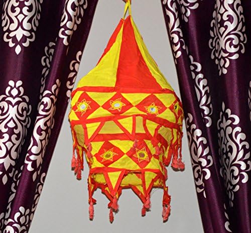 Индийски Красиви Традиционните Висящи Лампи и Лампиони Бродерия и Огледални Работа Изкуството за Домашен интериор На 2-Слойная
