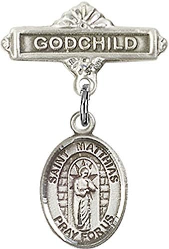 Иконата на бебето от сребро ReligiousObsession с талисман на Апостол Матей и игла за икона кръщелник