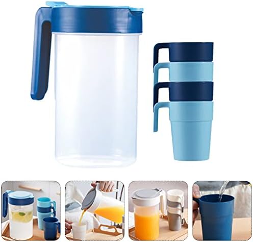 Комплект чаени на стомни и на чаши DOITOOL Прозрачна Кана за 4 Чаши за вода за пиене Кана със студен Чай за домашно лед