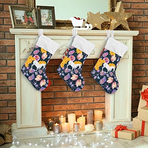 Коледни Чорапи ALAZA, на Бял Кон с Грива, Класически Персонализирани Големи Чулочные Украса за Семейни Тържества, декорация за Партита, 1 опаковка,