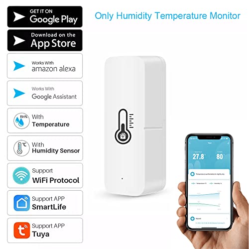 Tookie WiFi Монитор влажност и температура, интелигентен сензор за температура и влажност на въздуха, Стаен Термометър-Влагомер