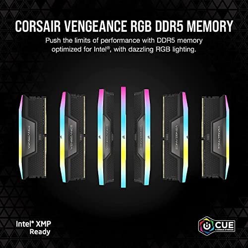Оперативна памет CORSAIR VENGEANCE RGB DDR5 32 GB (2x16 GB) 6200 Mhz CL36, Съвместима с Intel XMP iCUE, Компютърна памет - Черен (CMH32GX5M2E6200C36)