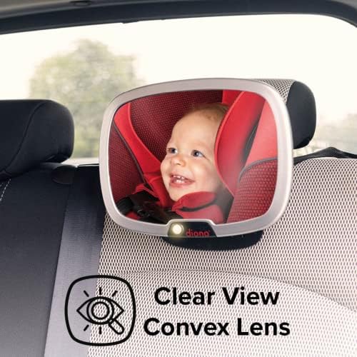 Детско Автомобилно огледало Diono Easy View Plus с подсветка, Безопасно Огледало за автомобилни седалки за бебета, обърна назад, със завъртане