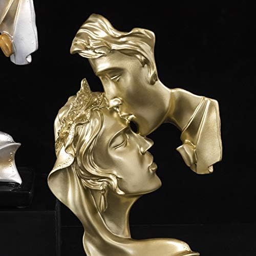 zhangruixuan-Shop 一件欧式创意树脂工艺品情侣雕像深情吻摆件 家居玄关电视柜装饰摆设(图片仅供参考，产品可选，默认随机发货)