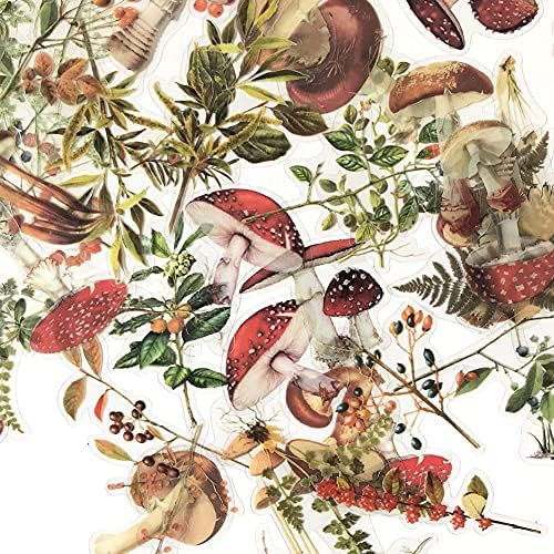 Набор от Стикери с гъби и растения (80 бр.), Прозрачни Реколта Етикети с Природата за Домашни Любимци, за Scrapbooking За Водене