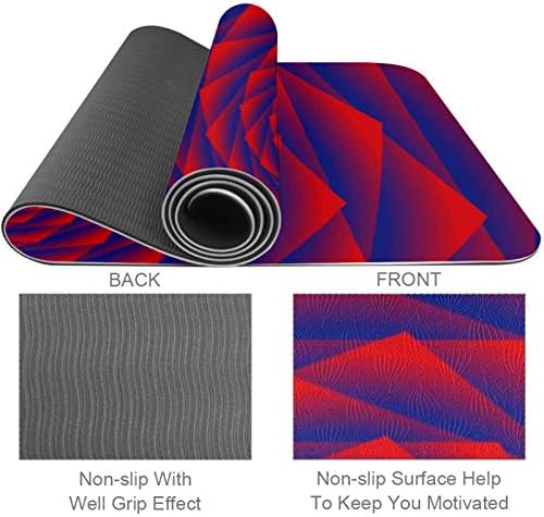 Дебел нескользящий килимче за йога Unicey за физически упражнения и Фитнес, 1/4 с Фрактальным Дизайн във формата на Цвете Роза Синьо-Червен