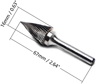 Utoolmart Въртящи Напильники от волфрамов карбид с опашка 6 mm, с с едно Нарязани, с Назъбени Заусенцами Конична форма, с Диаметър 16