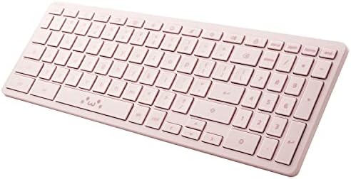 Безжична Bluetooth клавиатура ELECOM, в пълен размер Компактна клавиатура за Chrome OS, Сладко Розово Усмивка, подредба от 95 клавиши,