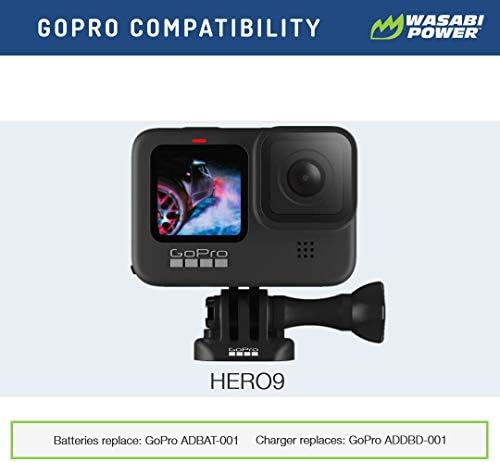 Батерия Wasabi Power HERO9 (4 комплекта) за GoPro Hero 9 Black (напълно съвместим с оригинални батерия и зарядно устройство GoPro