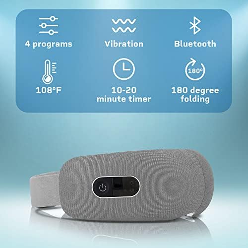 Масажор за очи LifePro– Масажор за очи с топъл при мигрена с компресия и музика Bluetooth – Наслаждавайте се на масаж на очите