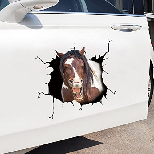 автомобилни Стикери ikasus Horse Crack Пакет от 4 парчета, Vinyl Стикер с изображение на кон В Бронята на колата, Реалистична Стикер