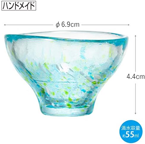 東洋佐々木ガラス Чаша за студено саке Toyo Sasaki WA524, чашка за саке, Tokuri Gui Cup, произведени в Япония, се Продава в кейсе, Синьо,